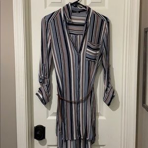 Multi-Colored Stripped Shirt Dress